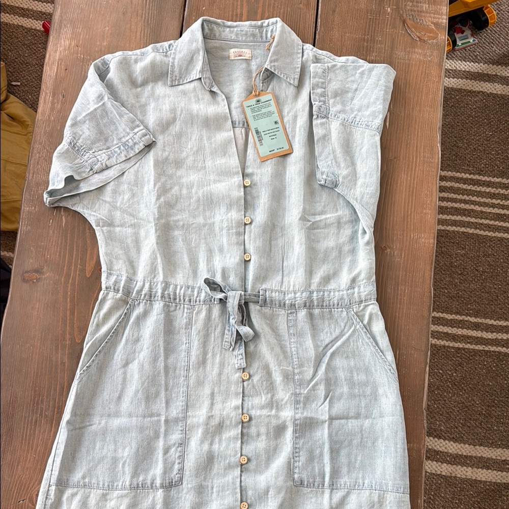 Faherty Chambray Light Blue Button-Up Dress